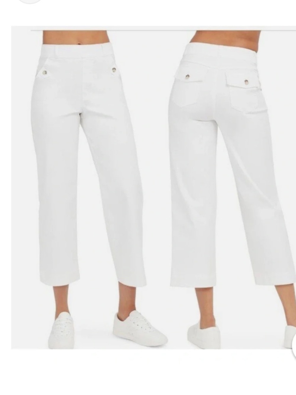 SPANX Off-White Wide Leg Cropped Trousers